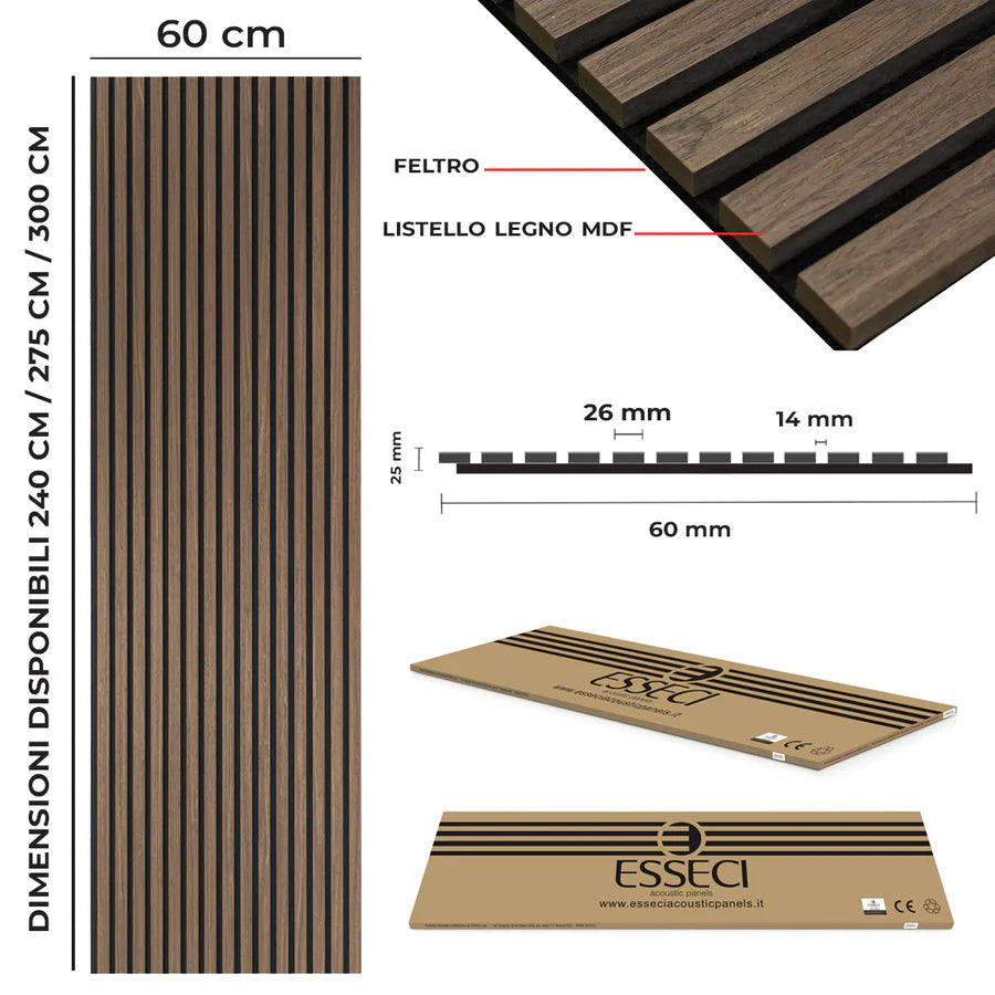 Pannelli acustici fonoassorbenti Noce Scuro Smoked Walnut