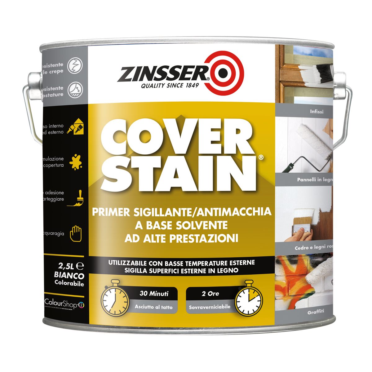 Zinsser® Cover Stain® - Fondo Isolante Multiuso e Multisupporto a Base Solvente