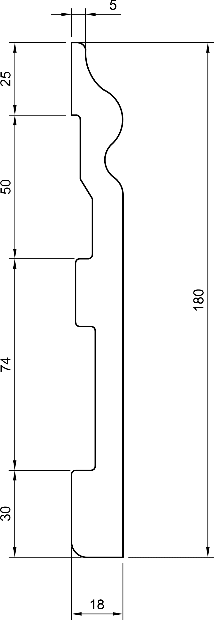 Battiscopa in polimero Ard Italia C282 misura 2000x19x180 mm