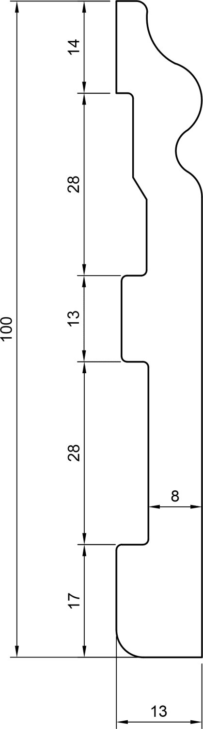 Battiscopa in polimero Ard Italia C285 misura 2000x15x100 mm