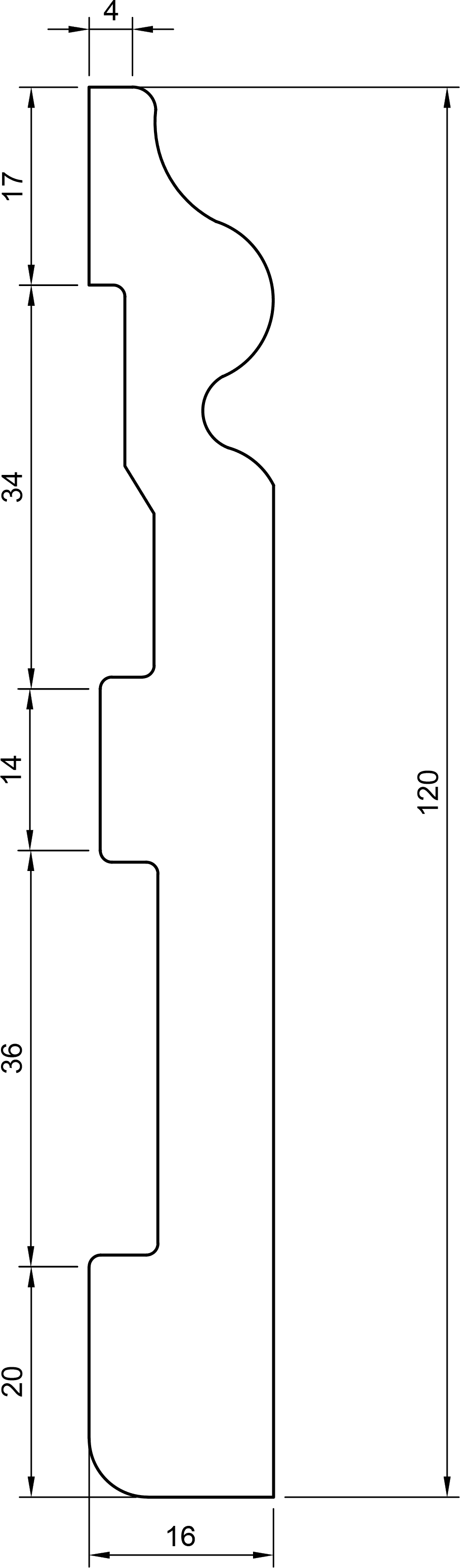 Battiscopa in polimero Ard Italia C410 misura 2000x15x120 mm