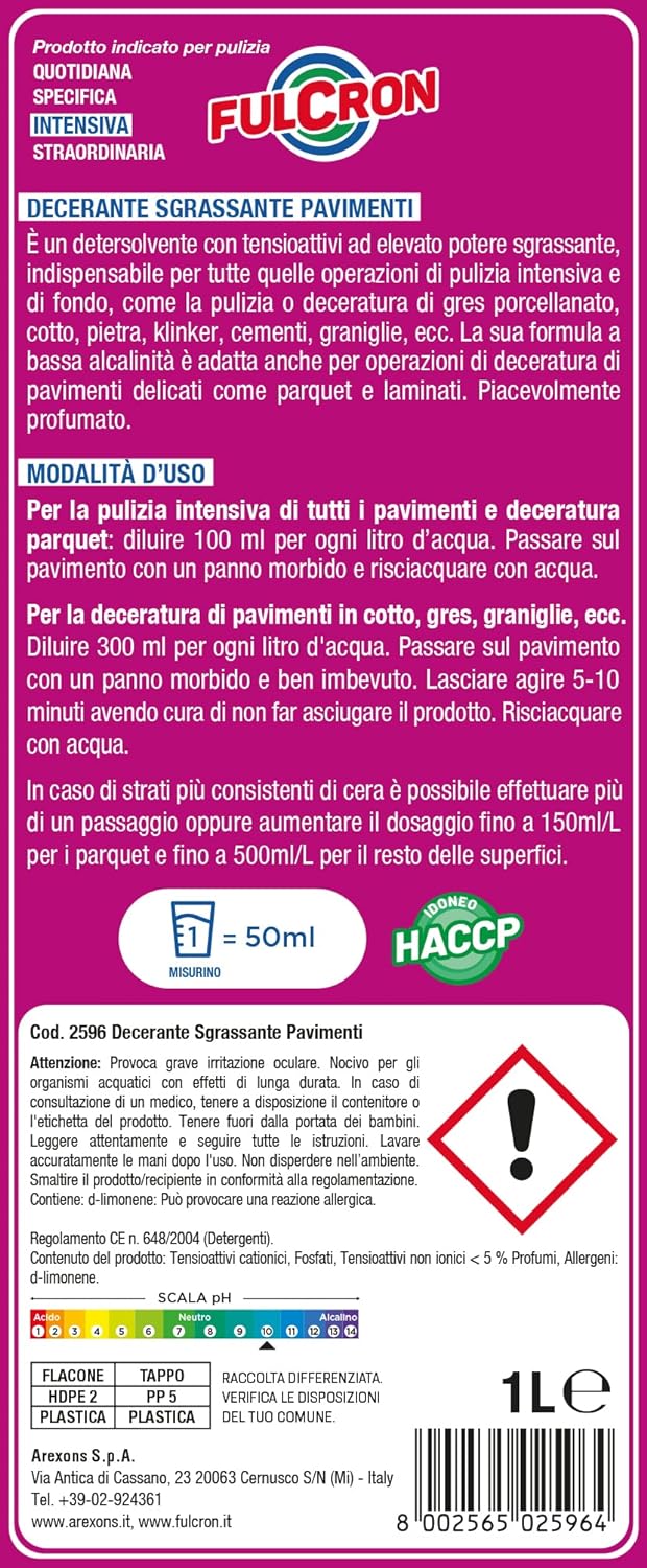 Fulcron Decerante Sgrassante Pavimenti 1 lt.
