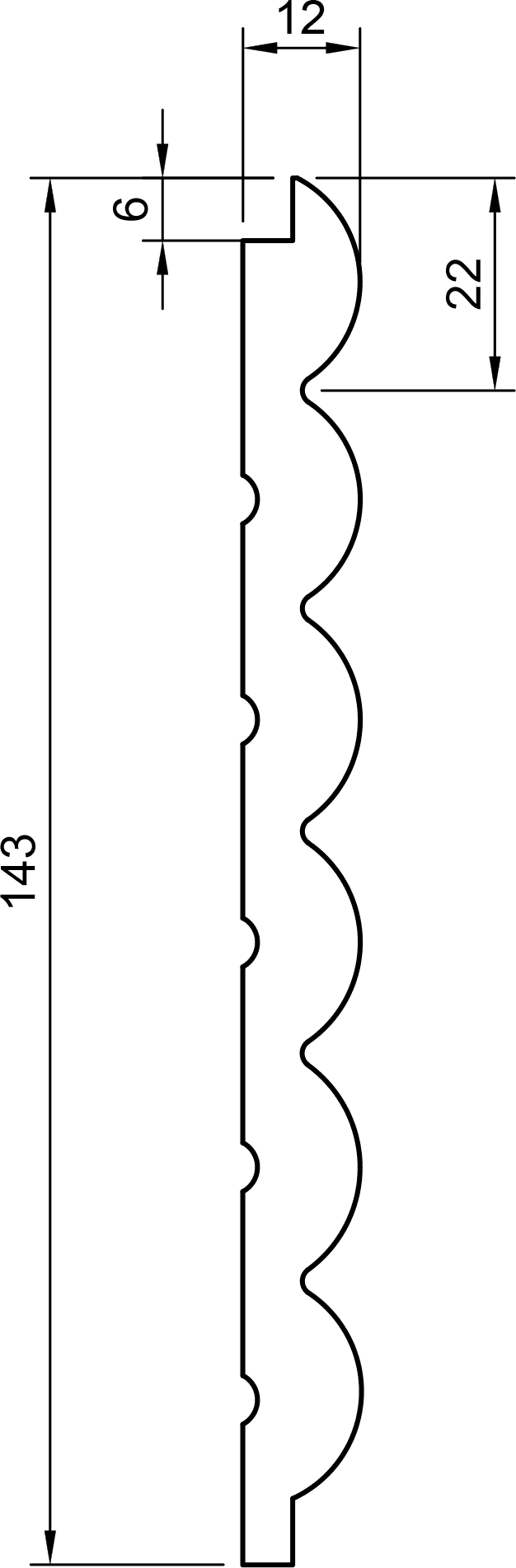 DOGA in polimero Ard Italia JC1052 misura 2800x12x142 mm modello CIRCLE