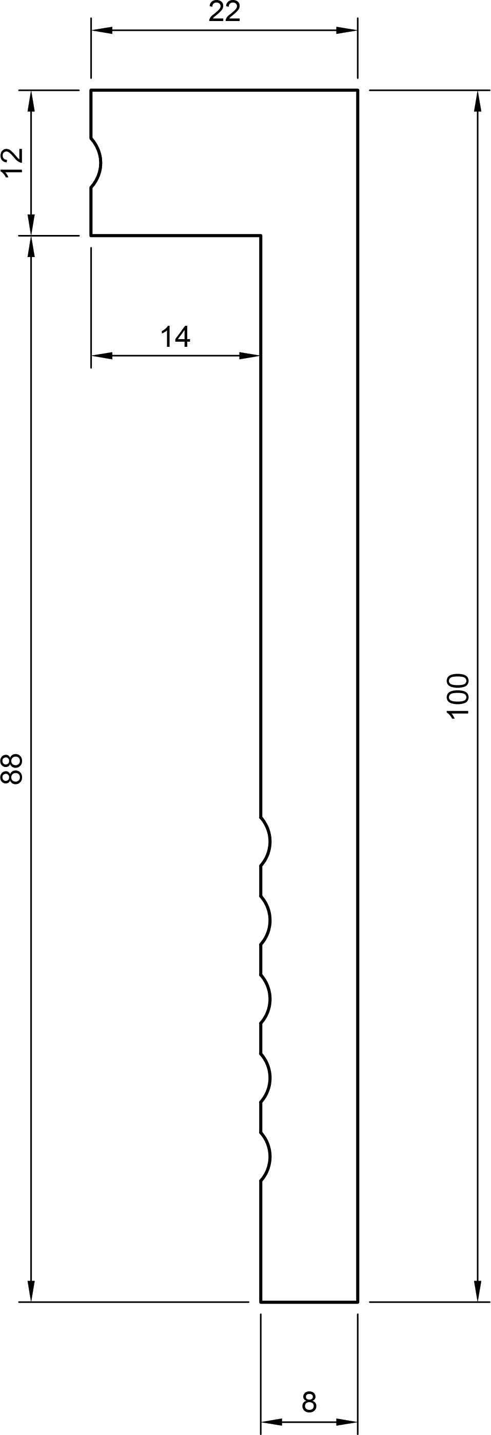 CopriBattiscopa in polimero Ard Italia JC160 misura 2000x22x100 mm