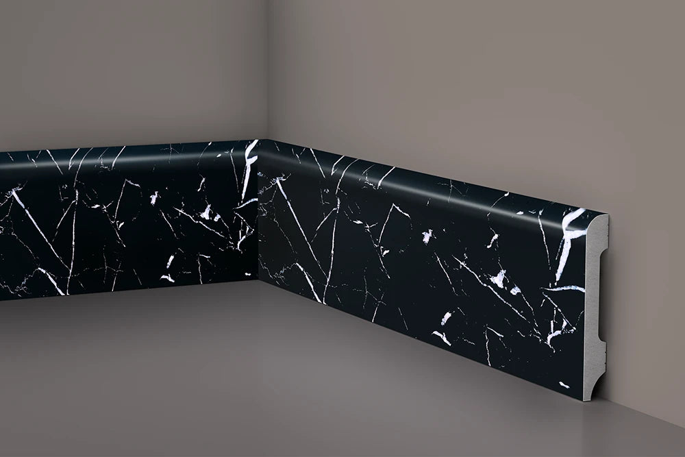 Battiscopa in polimero Ard Italia JT1137/391 misura 2000x14x85 mm Nero Marquinia