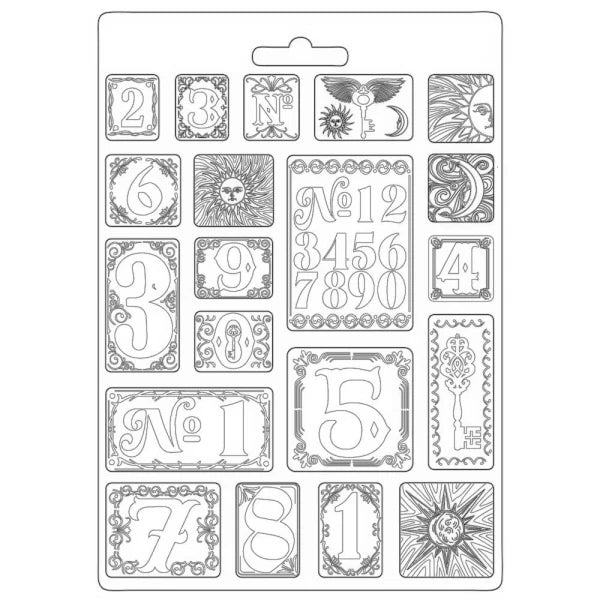 Stampo in PVC Morbido A4 - ALCHEMY NUMBERS - cm. 21 x 29,7 - Stamperia OUTLET