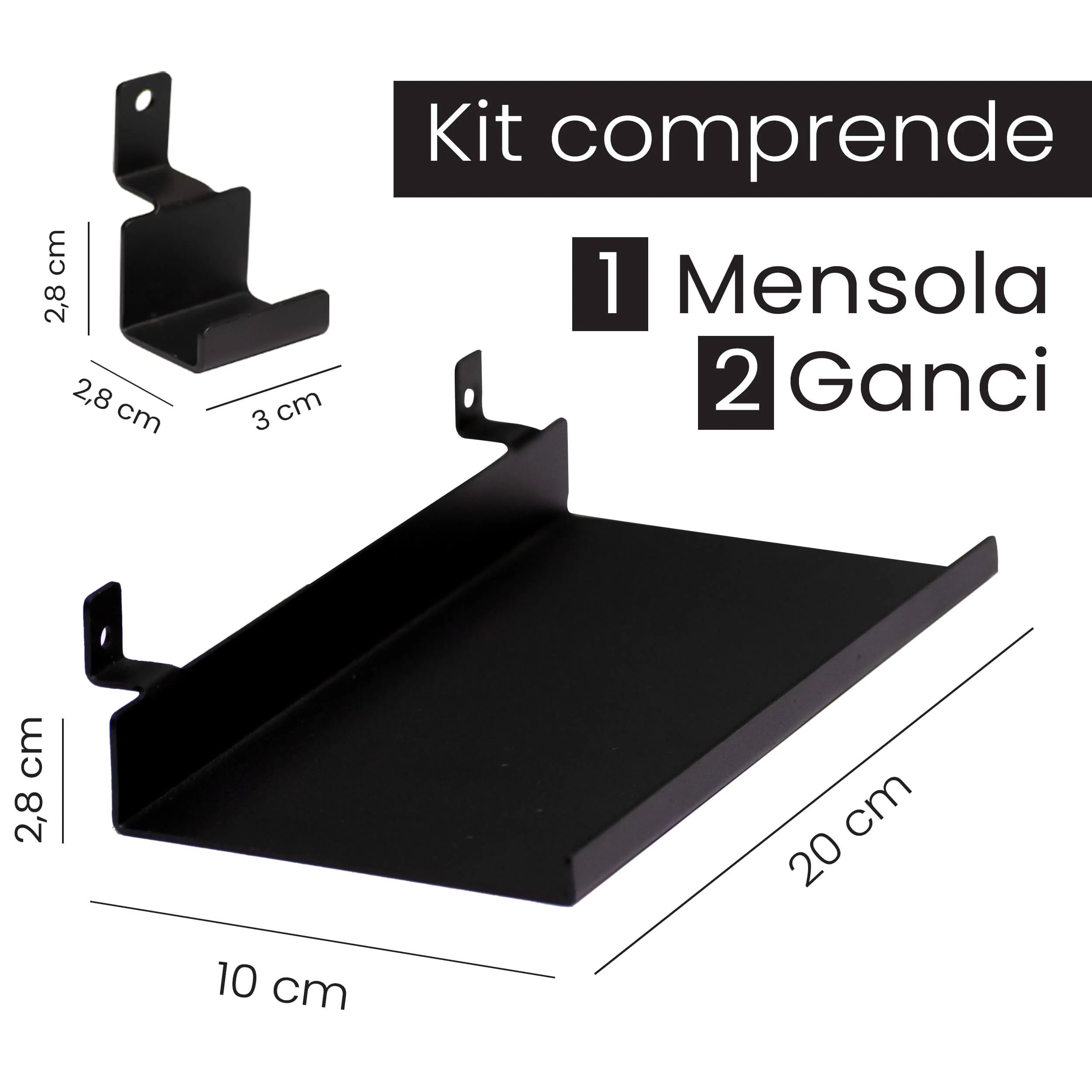 Kit Accessori Pannelli Fonoassorbenti Mensola e 2 ganci Esseci