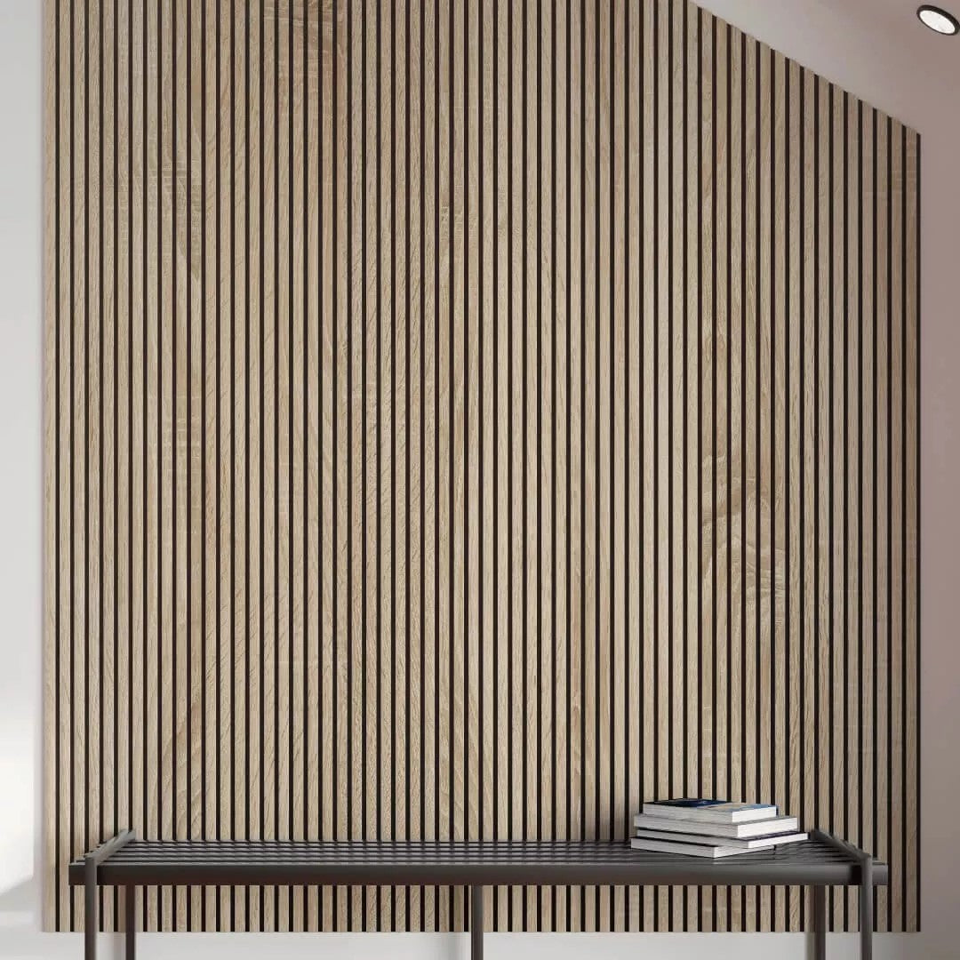 Listelli acustici in MDF Legno Naturale mis. 278 cm x 60 cm modello FLESSIBILE