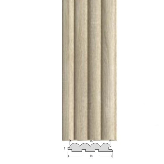 Doga in MDF ONDA NATURALE mis. 120 x 16 x 2750 mm