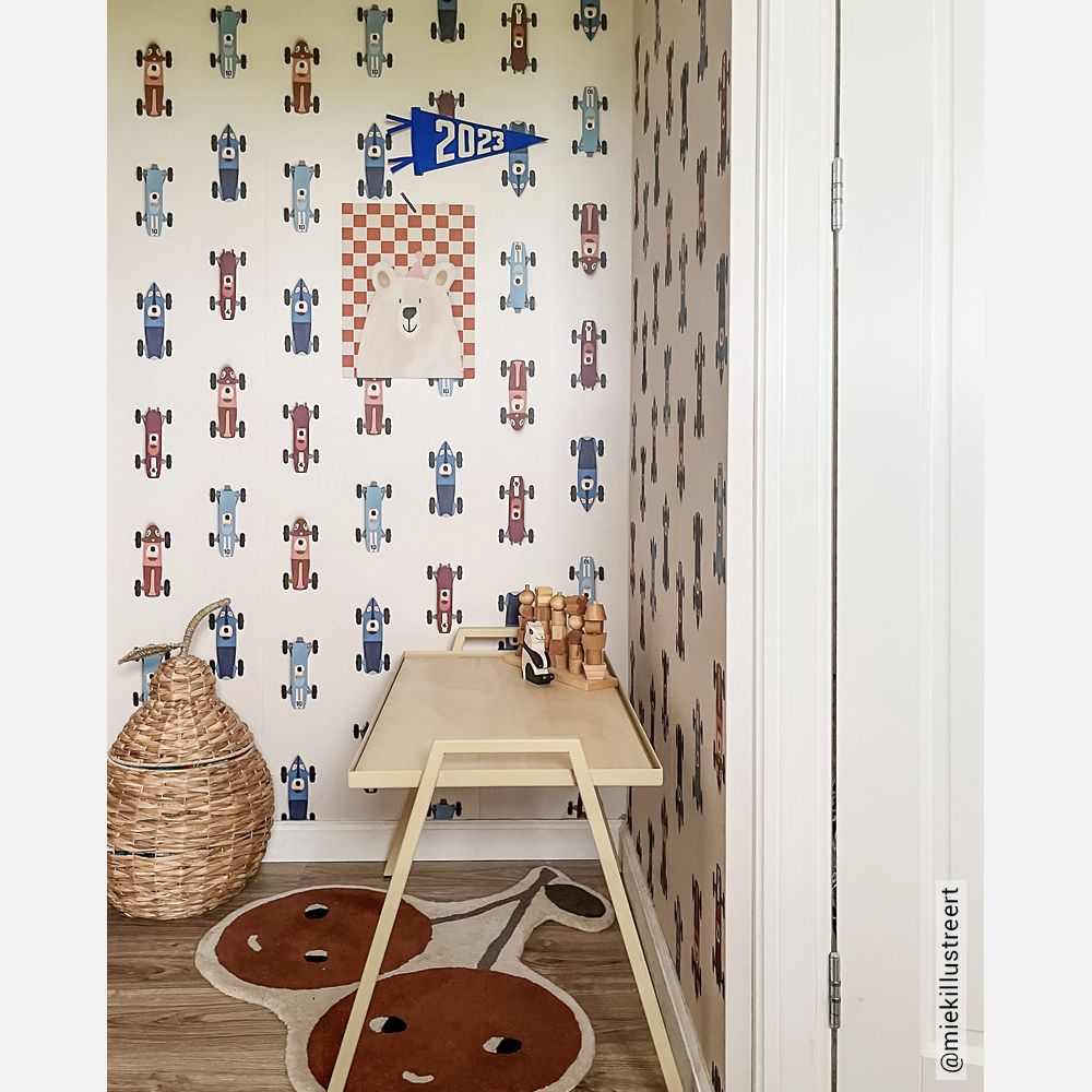 Carta da Parati Studio Ditte Race Car Wallpaper Cream