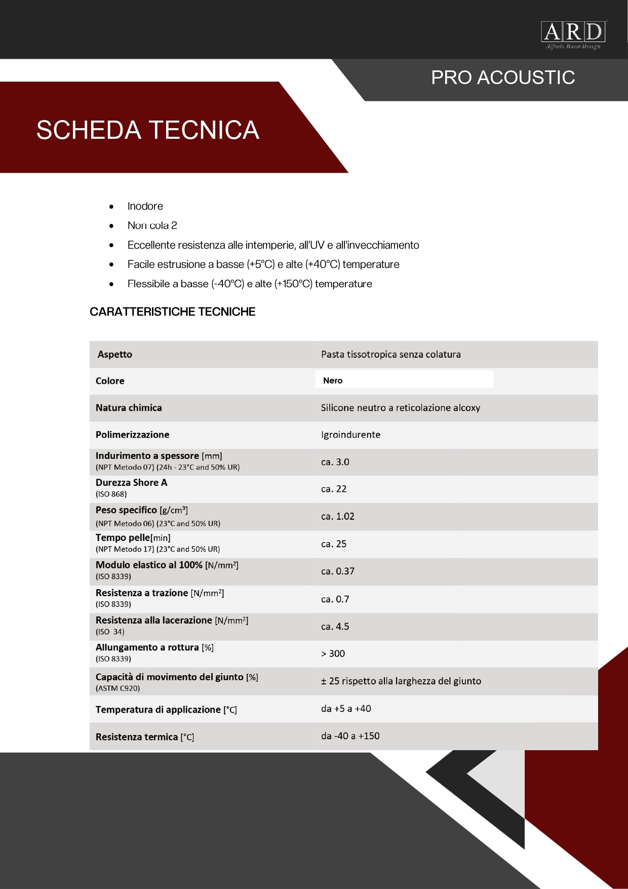 Sigillante Ardesiva Pro Acoustic Ard Italia 290 ml.