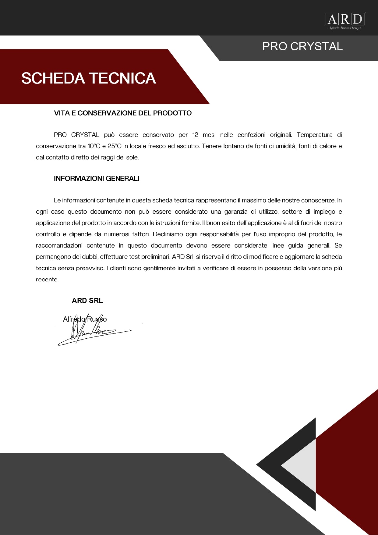 Sigillante Ardesiva Pro Crystal Ard Italia 290 ml.