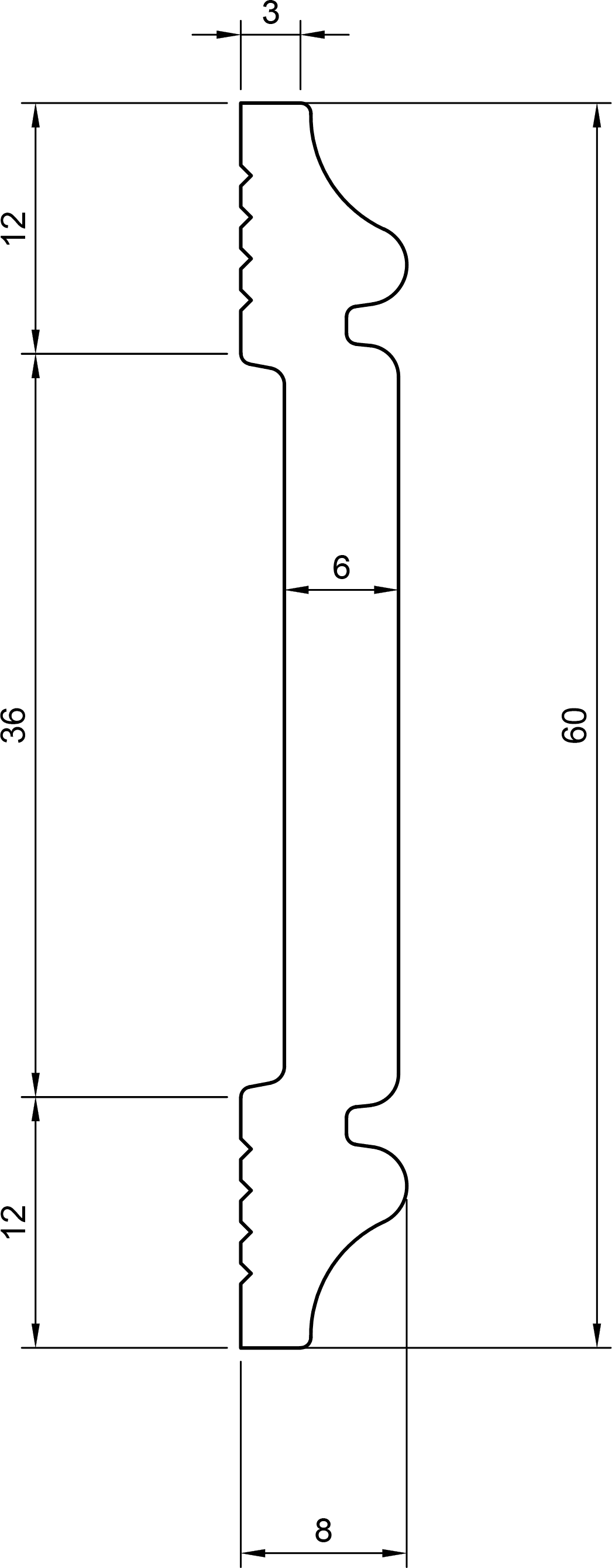 Cornice in polimero Ard Italia CW12 misura 2000x8x60 mm