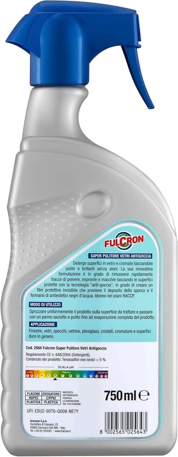 Fulcron Super Pulitore Vetri Antigoccia 750 ml.
