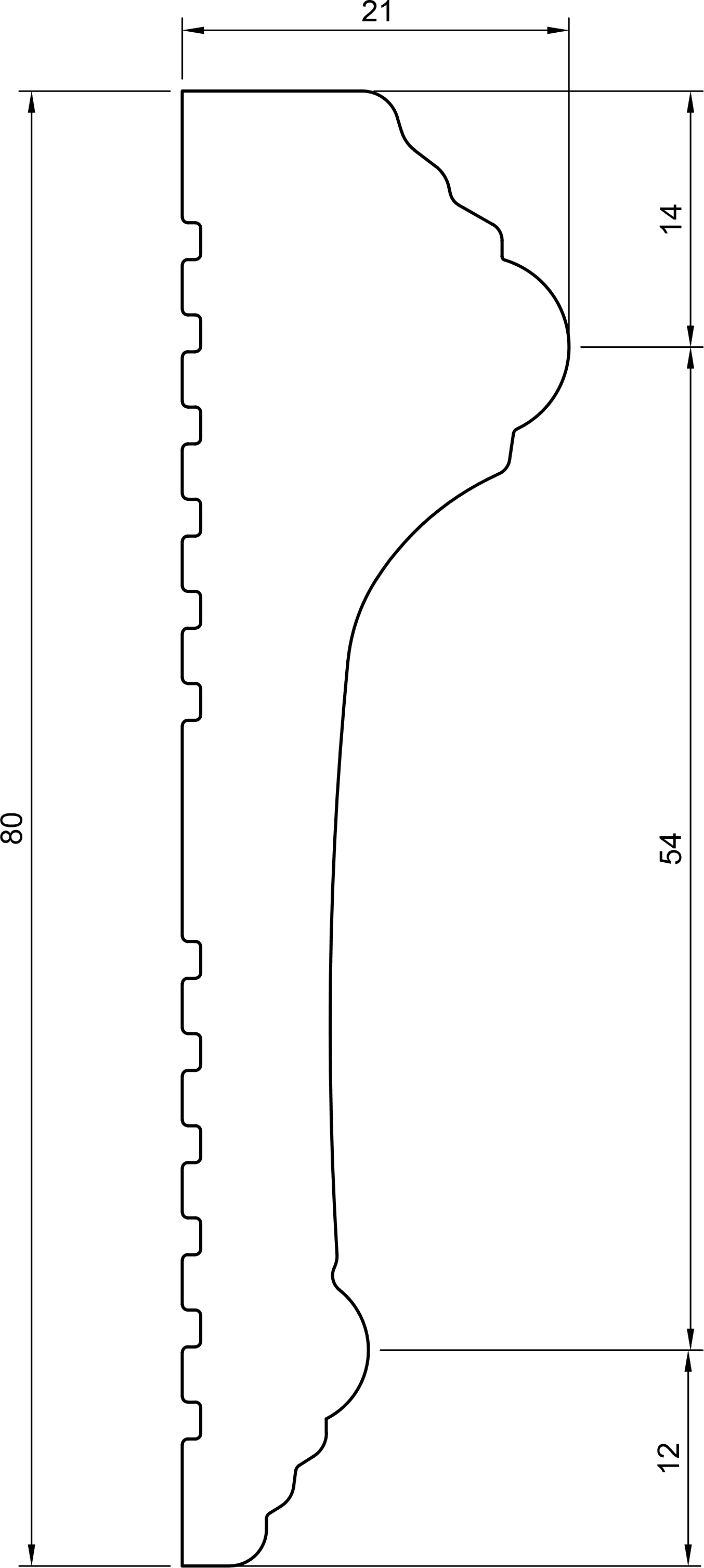 Cornice in polimero Ard Italia JC168 misura 2000x21x80 mm