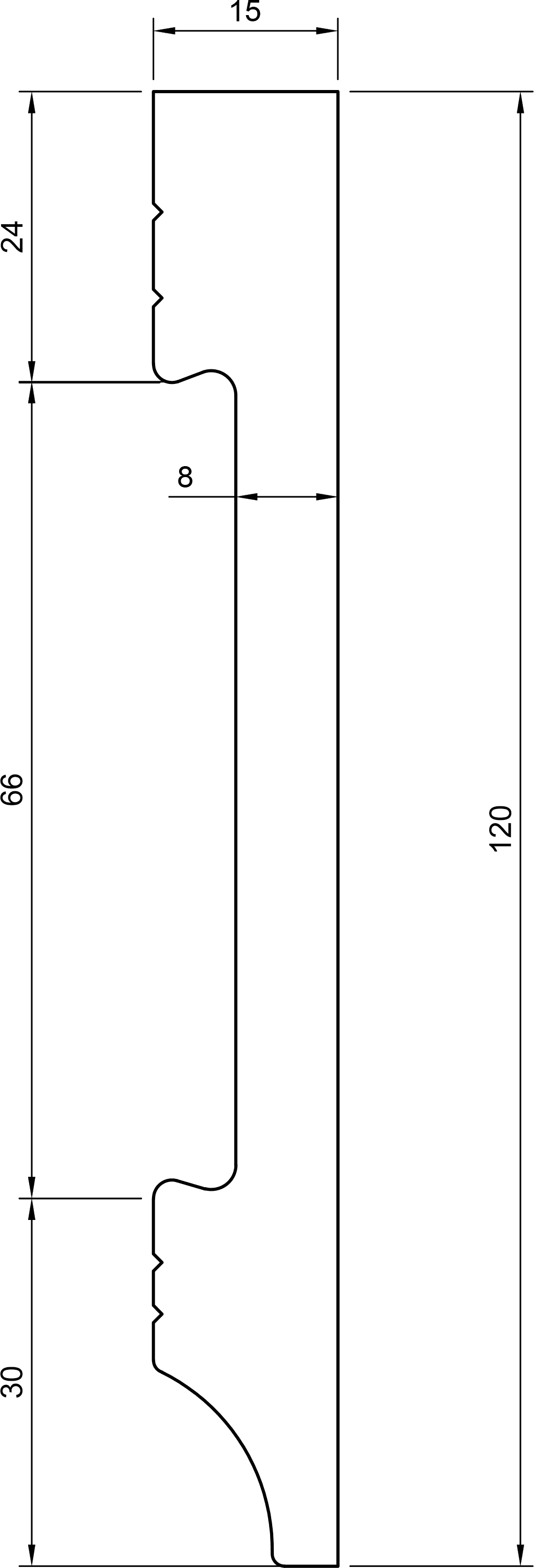 Battiscopa in polimero Ard Italia JC516 misura 2000x15x120 mm