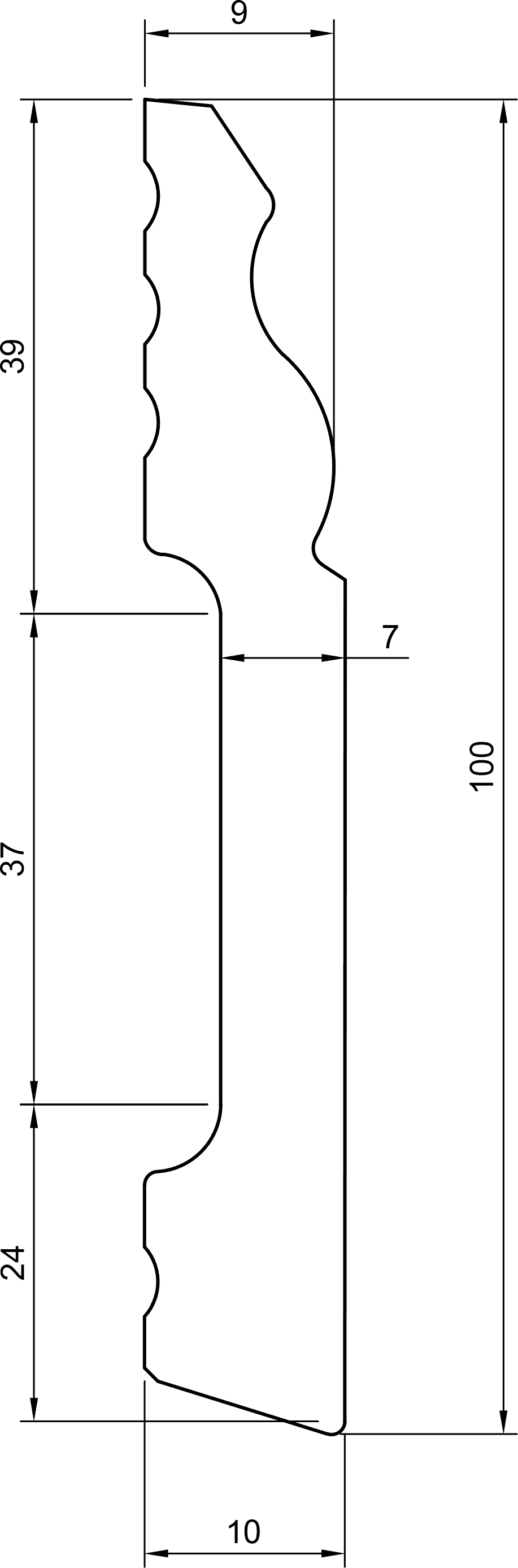 Battiscopa in polimero Ard Italia JX266 misura 2000x10x100 mm