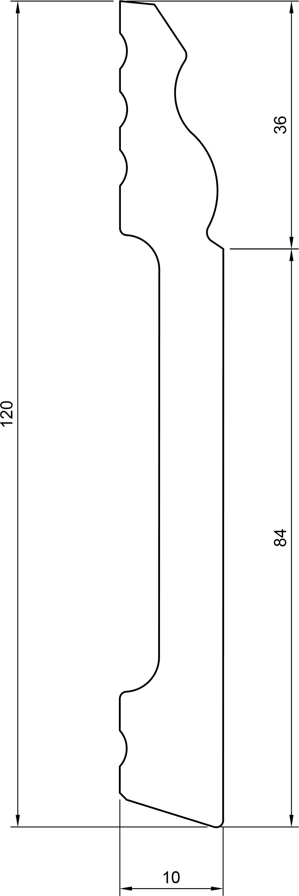 Battiscopa in polimero Ard Italia JX267 misura 2000x10x120 mm