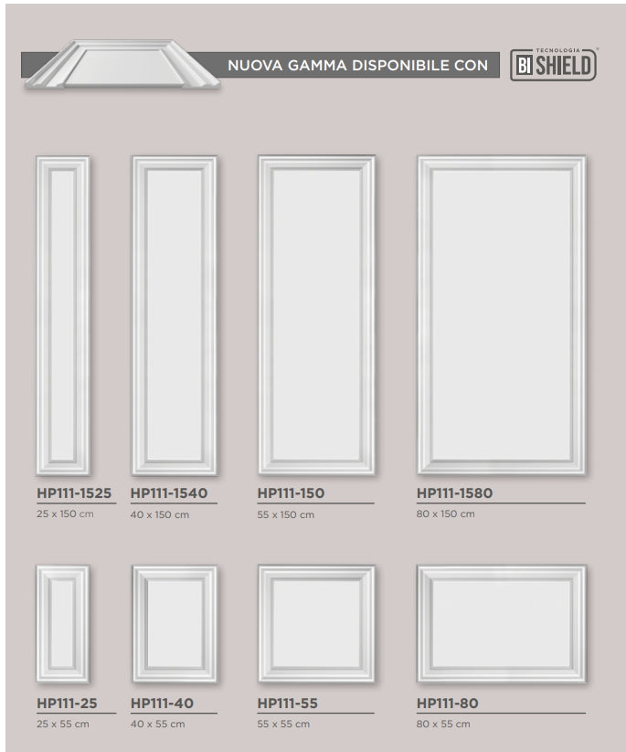 Pannello per Boiserie in polimero con tecnologia BISHIELD Ard Italia misura 100x55 cm HP111-100