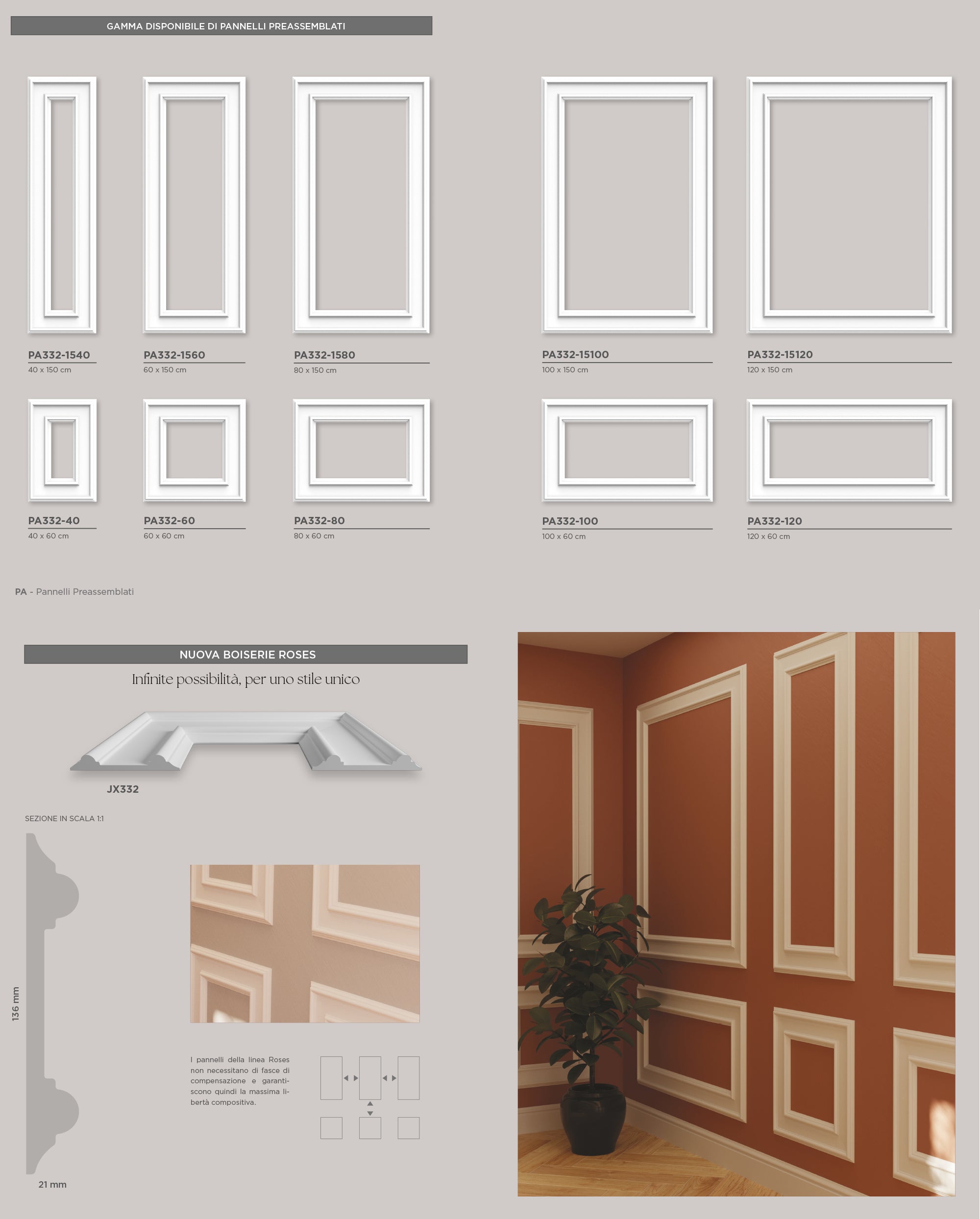 Pannello per Boiserie in polimero Ard Italia misura 60x150 cm PA332-1560