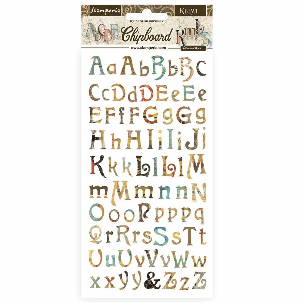 Chipboard Klimt Alfabeto 15 x 30 cm Stamperia - OUTLET