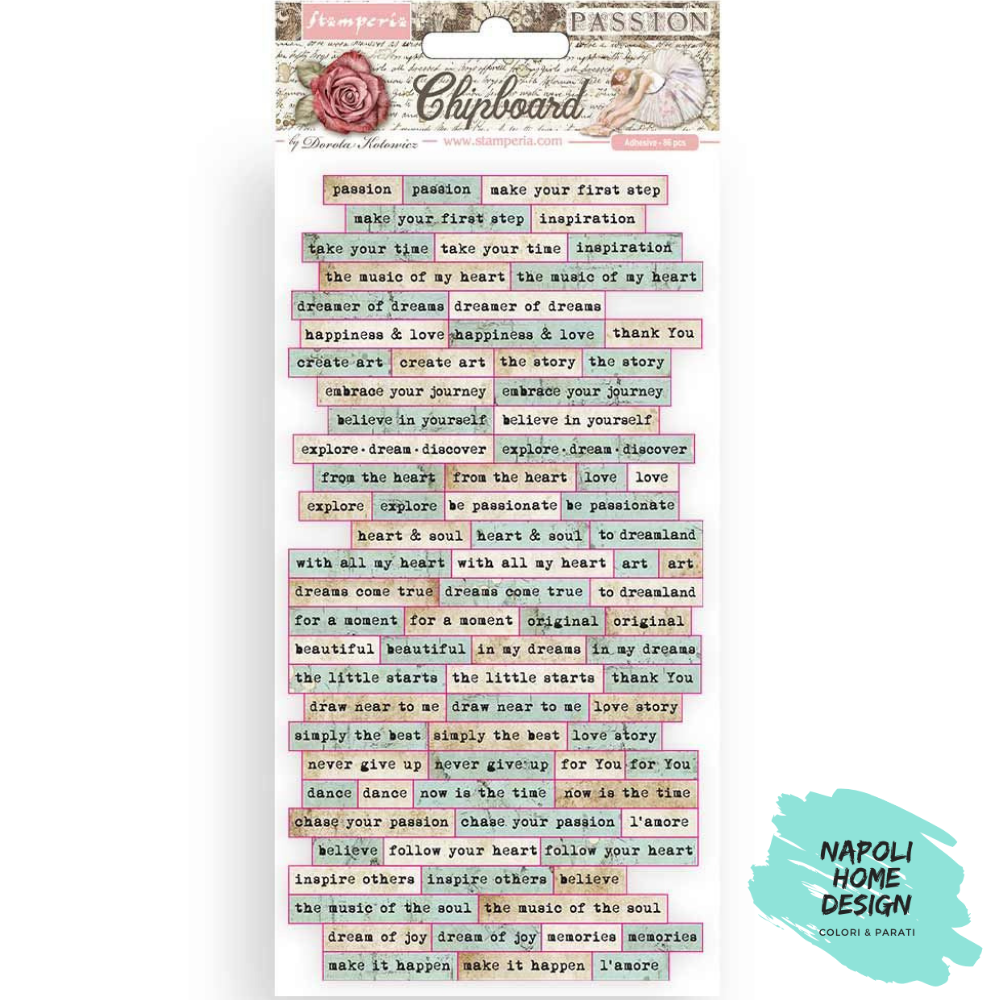 Chipboard Passion Quotes 15 x 30 cm Stamperia - OUTLET