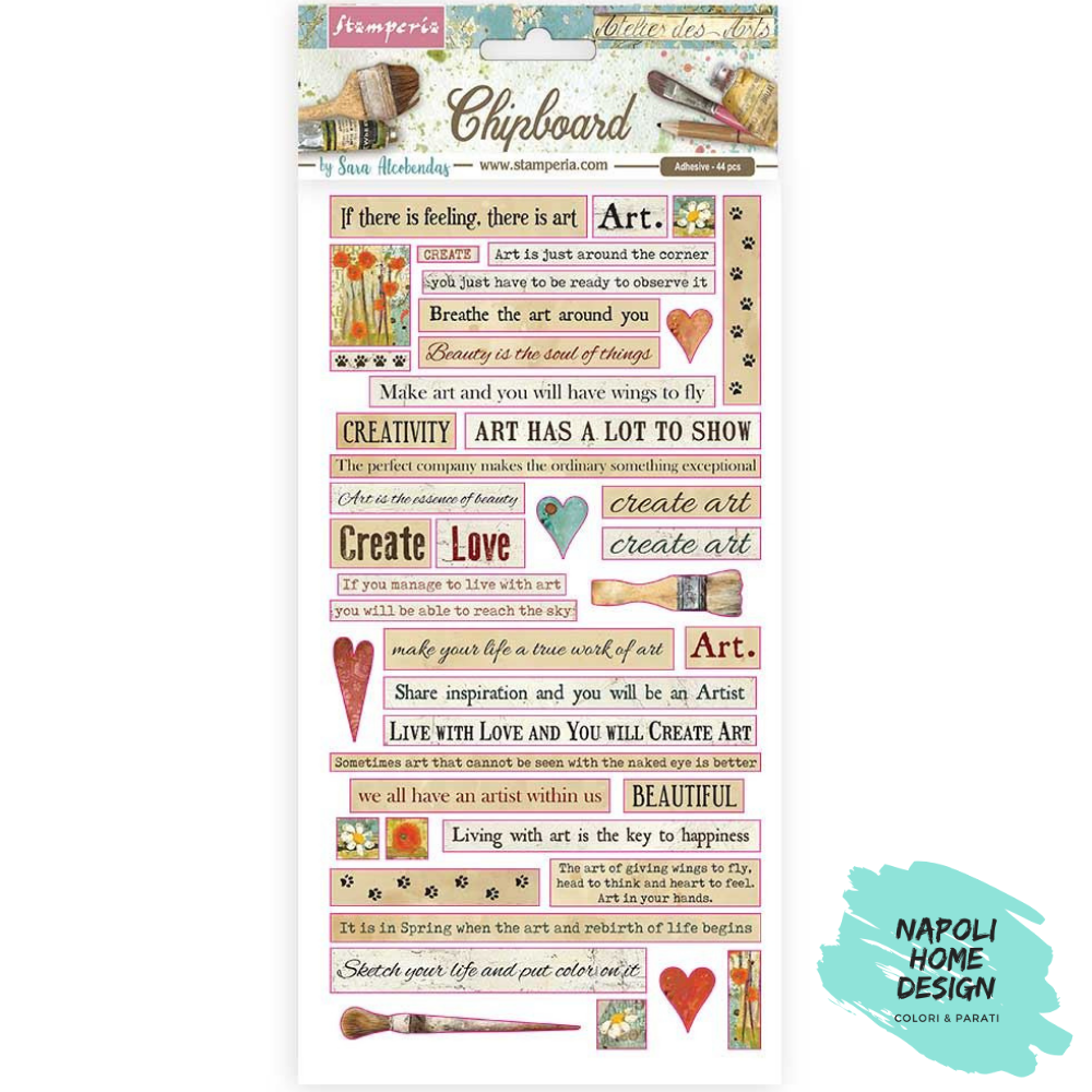 Chipboard Atelier Quotes 15 x 30 cm Stamperia - OUTLET