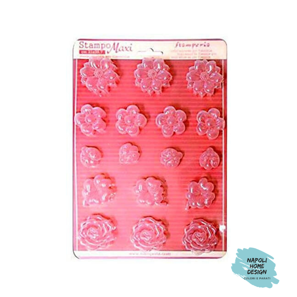 Stampo in PVC Morbido A4 - Fiori e Coccinella - cm. 21 x 29,7 - Stamperia