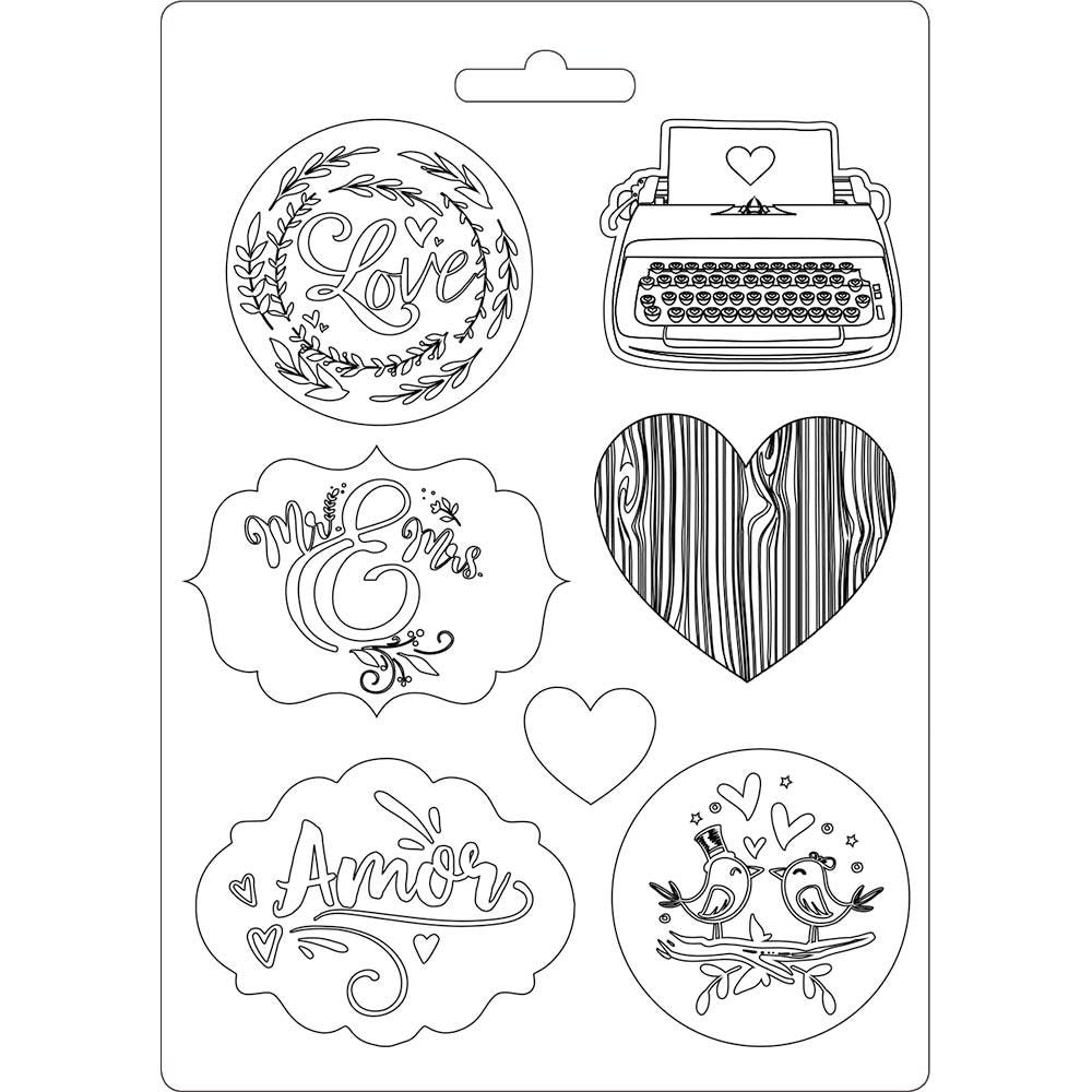 Stampo in PVC Morbido A5 - Love Story Amor - cm. 21 x 14,8 - Stamperia OUTLET