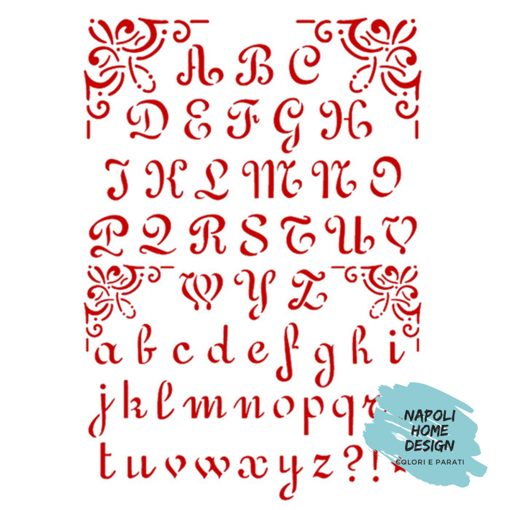 Stencil Alfabeto Calligrafo cm 21 x 29.7 by Stamperia OUTLET