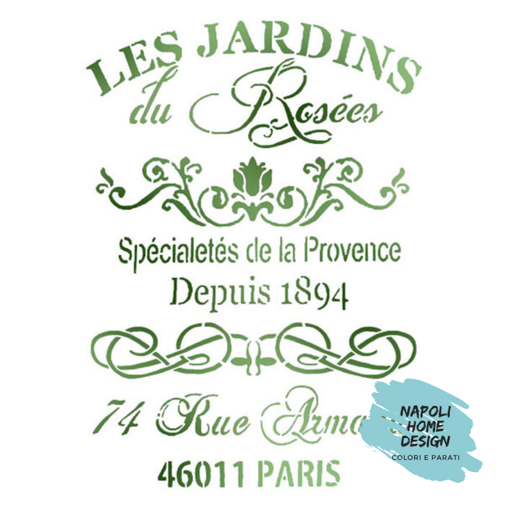 Stencil Les Jardins du Rose cm 21 x 29.7 by Stamperia OUTLET
