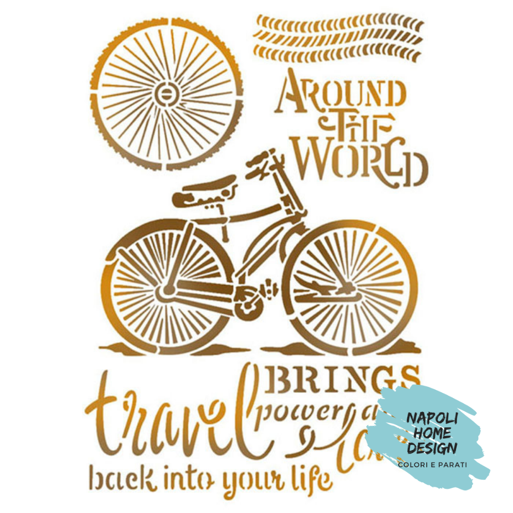 Stencil Around The World cm 21 x 29.7 by Stamperia. OUTLET