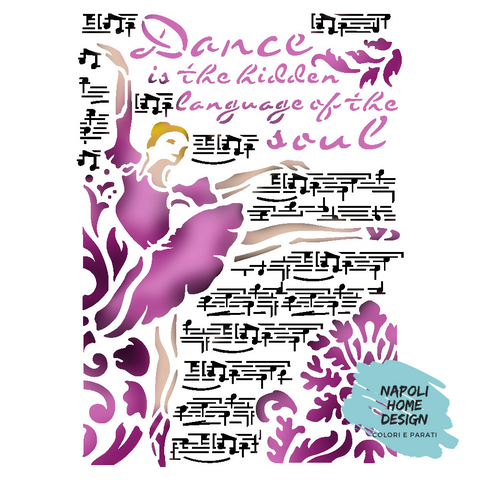 Stencil Dance cm 21 x 29.7 by Stamperia. OUTLET