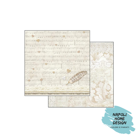 Foglio Double Face Scrapbooking Score and Feather  30x30 cm Stamperia OUTLET