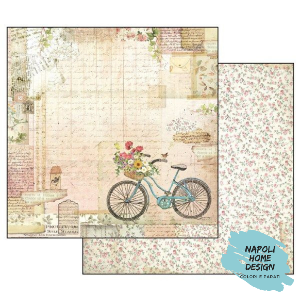 Foglio Double Face Scrapbooking Garden Bicycle 30x30 cm Stamperia OUTLET