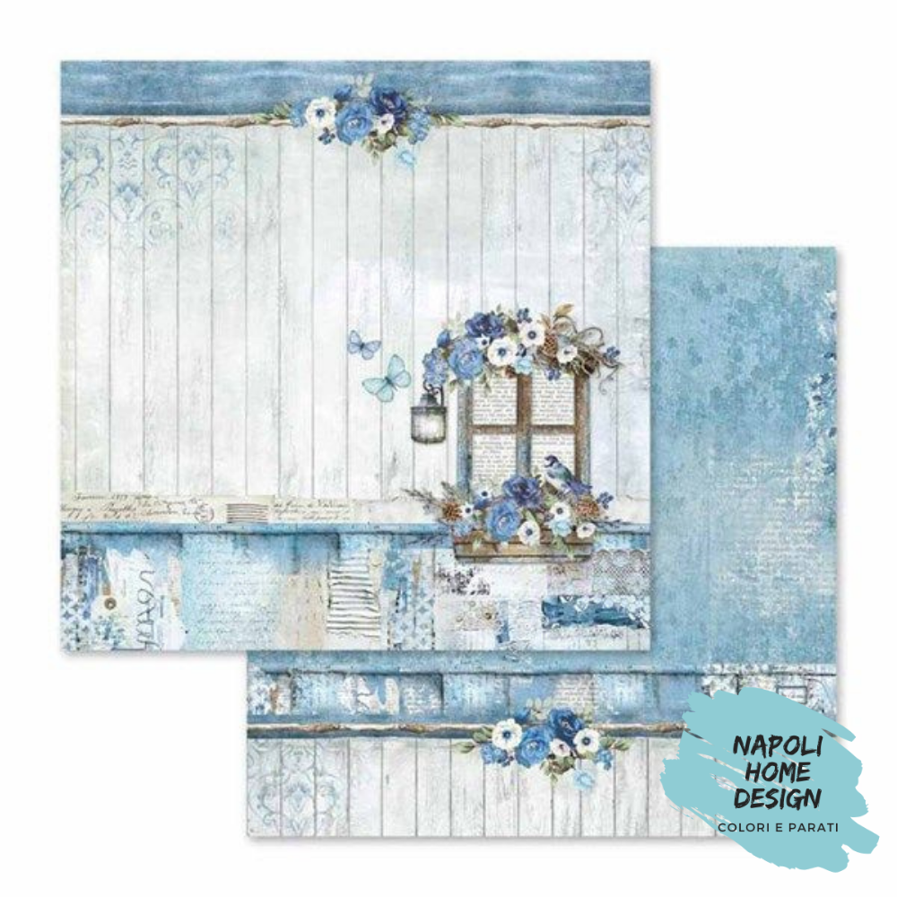 Foglio singolo Scrapbooking Double Face Blue Land Window 30x30 cm Stamperia OUTLET