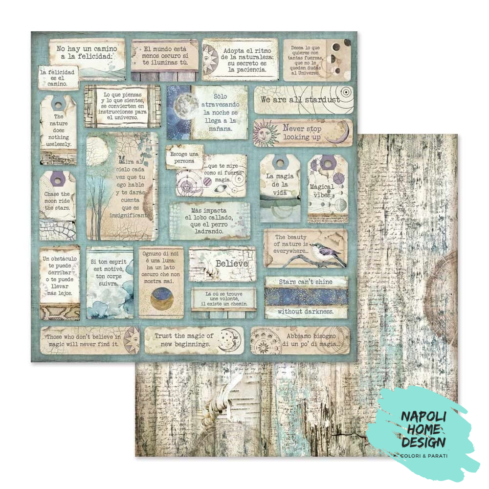 Foglio singolo Scrapbooking Double Face Cosmos Quotes 30x30 cm Stamperia OUTLET