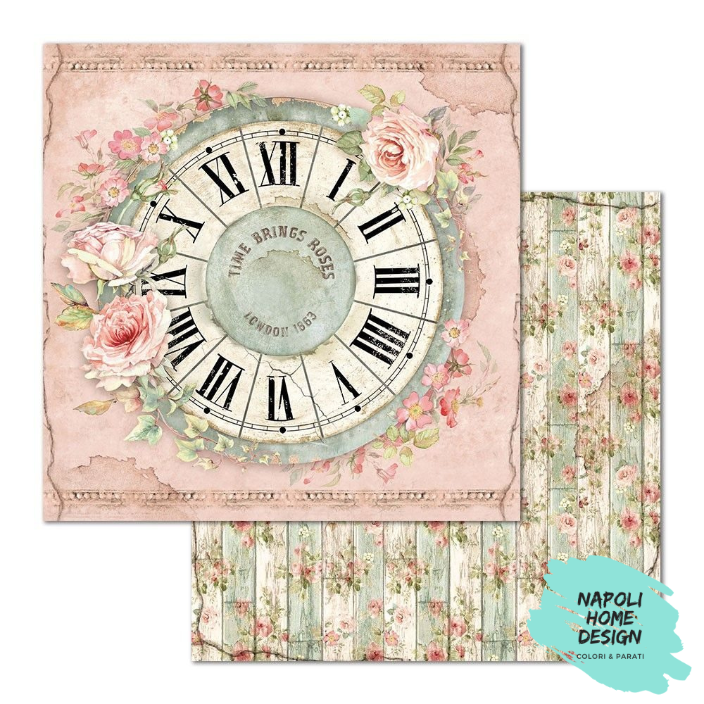 Foglio singolo Scrapbooking Double Face Clock 30x30 cm Stamperia OUTLET