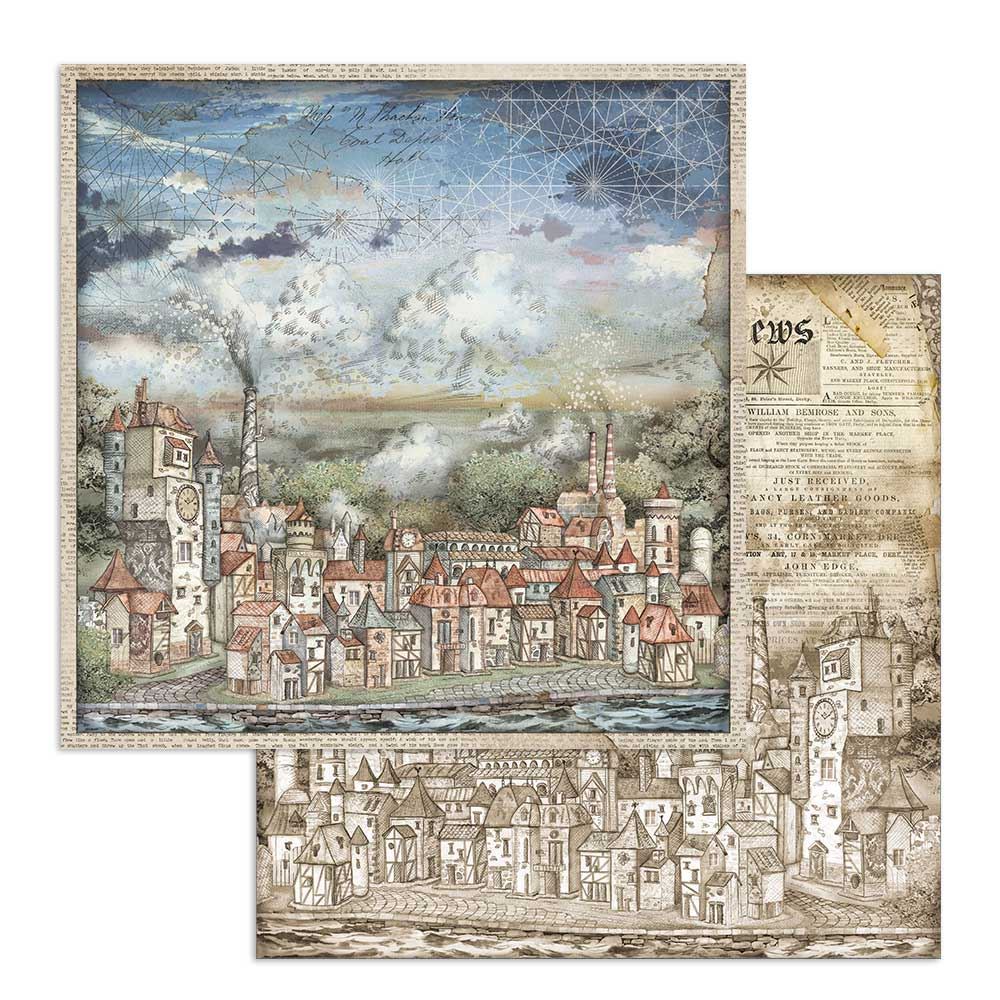 Foglio singolo Scrapbooking Double Face Sir Vagabond Cityscape 30x30 cm Stamperia OUTLET
