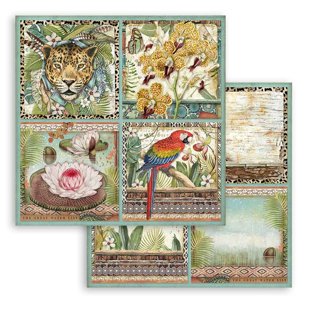 Foglio singolo Scrapbooking Double Face Amazonia Cards 30x30 cm Stamperia OUTLET