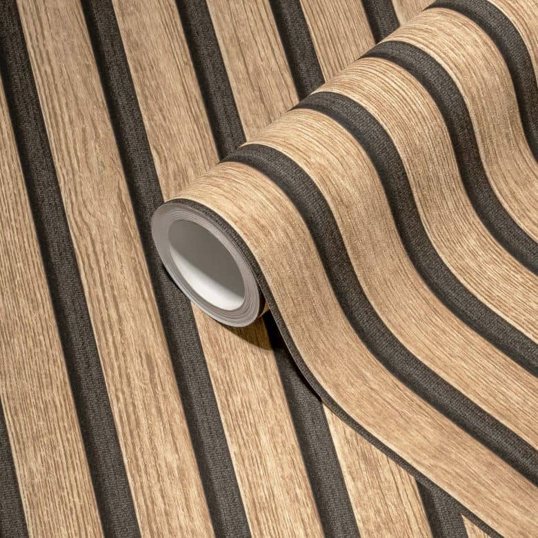 Carta da Parati Effetto Doghe Listelli colore Rovere