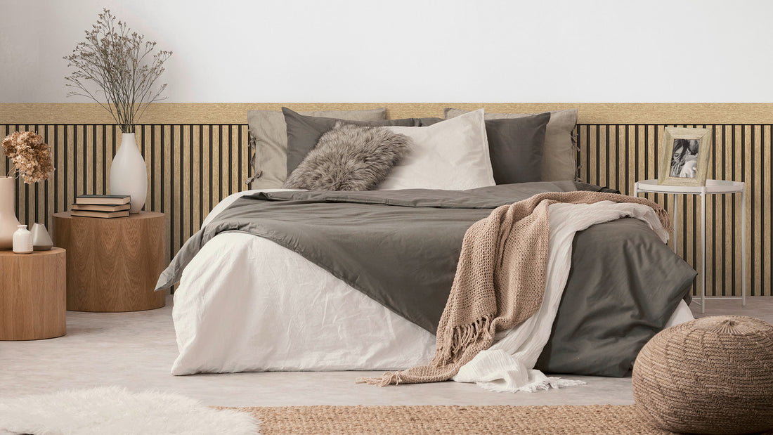 Carta da Parati Boiserie Effetto Doghe Listelli colore Rovere