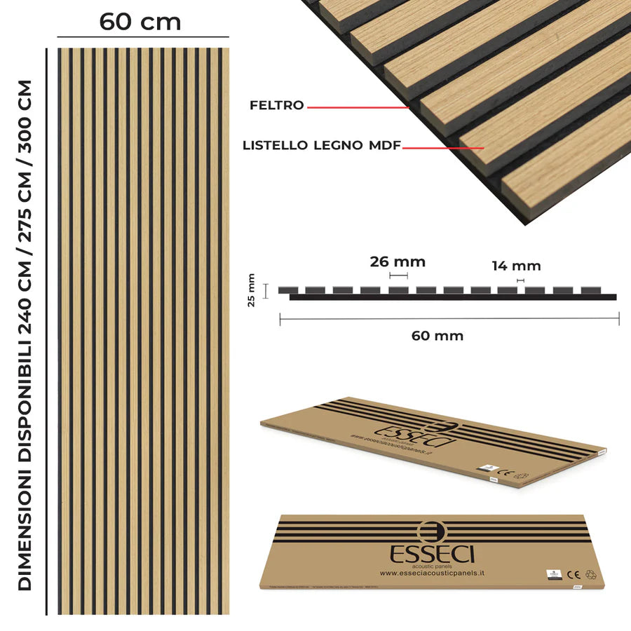 Pannelli acustici fonoassorbenti Teak
