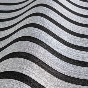 Carta da Parati Effetto Doghe Listelli colore NERO & ARGENTO METALLICO cod. 78627-1
