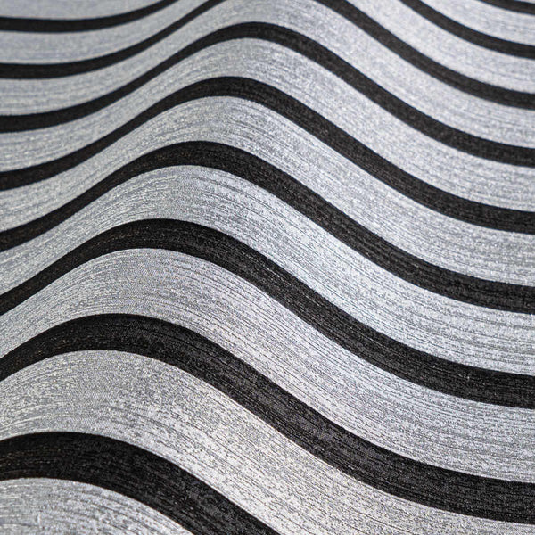 Carta da Parati Effetto Doghe Listelli colore NERO & ARGENTO METALLICO cod. 78627-1