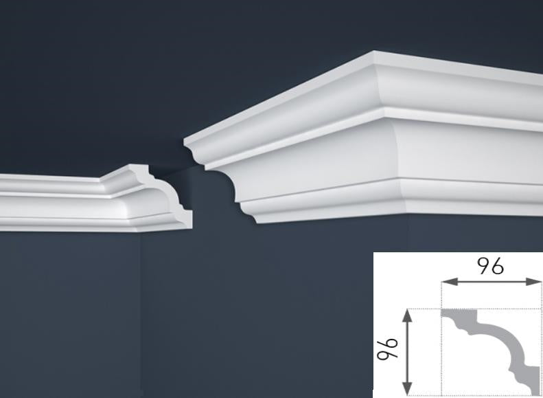 Cornice per soffitto in polistirene 9,6x9,6x200 cm cod. E16 Marbet Design