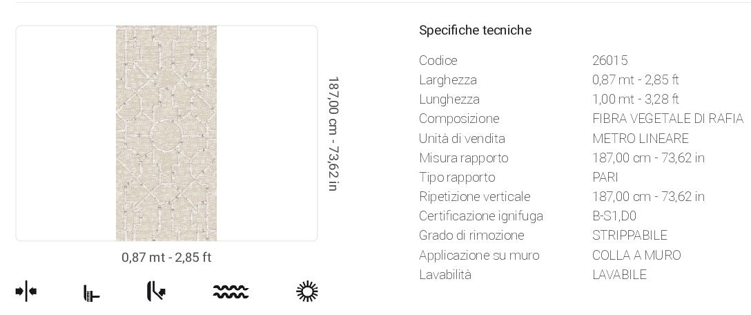 Carta da Parati Scalamandré JV Design Licence cod. 26015 FIBRA VEGETALE DI RAFIA