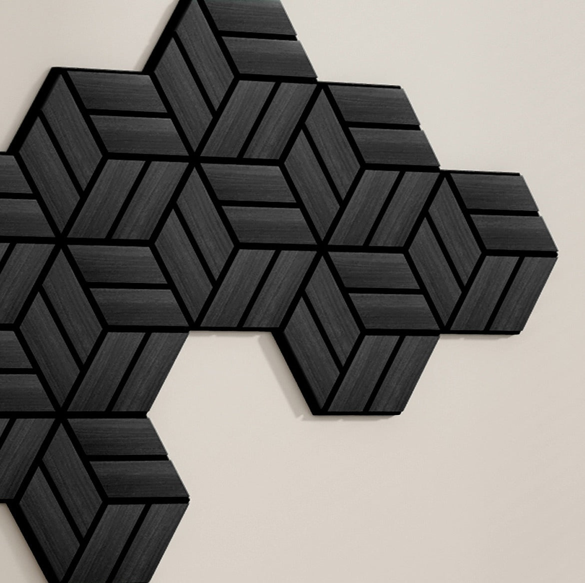 Pannello acustico Lymer Exagon Ard Italia 30 cm x 26 cm colore BLACK OAK