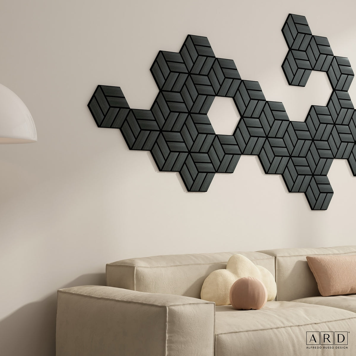 Pannello acustico Lymer Exagon Ard Italia 30 cm x 26 cm colore BLACK OAK