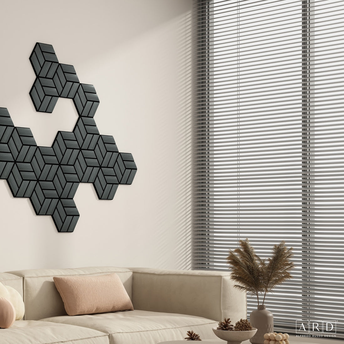 Pannello acustico Lymer Exagon Ard Italia 30 cm x 26 cm colore BLACK OAK